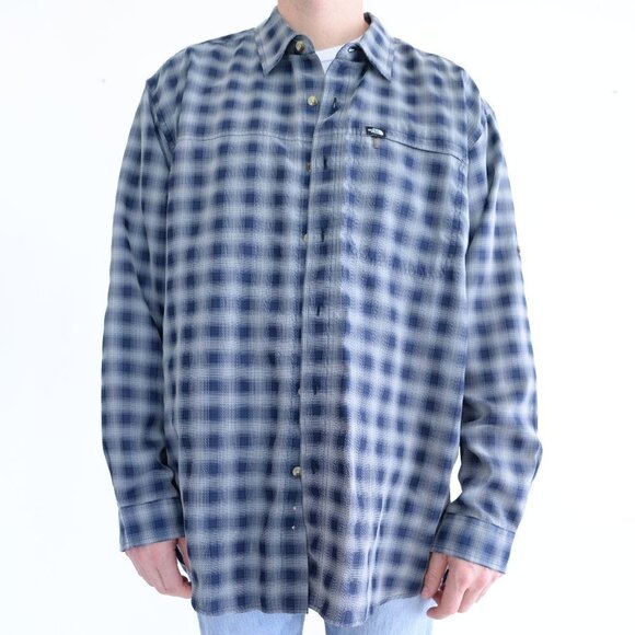 The North Face Grey Blue Flannel Button Up Breathable Hiking Shirt  Size XL - Picture 1 of 14